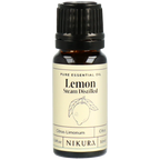 Nikura lemon essential oil bottle on a white background by White Cove UK