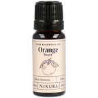 Nikura Orange Sweet essential oil bottle on a white background by White Cove UK